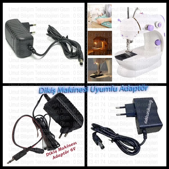 KİWİ 3010 EL DİKİŞ MAKİNESİ UYUMLU ADAPTÖR Dikiş Makinesi Adaptörü 6v 600mA ve 800mA uyumlu (6V1A)