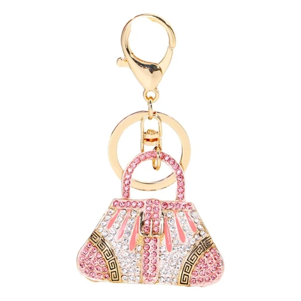 Kristal Taşlı Çanta Anahtarlık Pembe No.1 ürün görseli