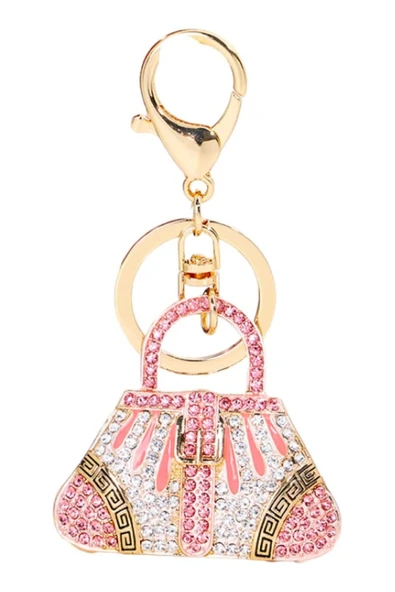 Kristal Taşlı Çanta Anahtarlık Pembe No.1 - Resim 8