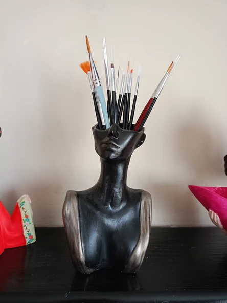 Kadın büst vazo kalemlik fırçalık - 2