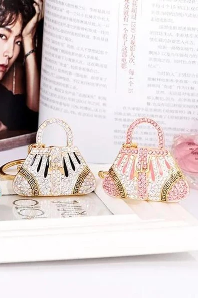 Kristal Taşlı Çanta Anahtarlık Siyah No.1 - Resim 12