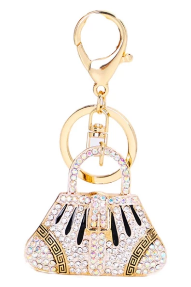 Kristal Taşlı Çanta Anahtarlık Siyah No.1 - Resim 7