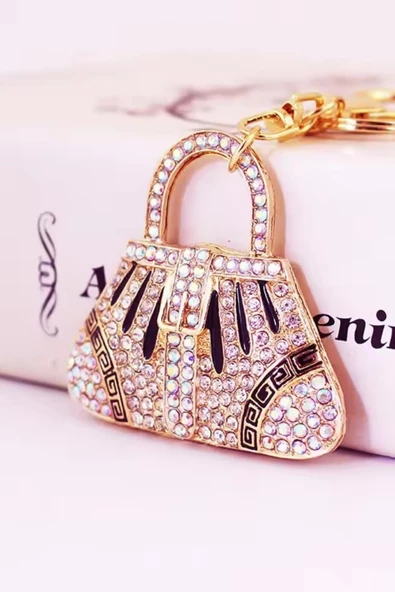 Kristal Taşlı Çanta Anahtarlık Siyah No.1 - Resim 9