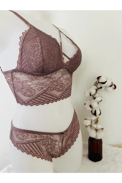 Vizon Bralet Dantelli Sütyen Takım