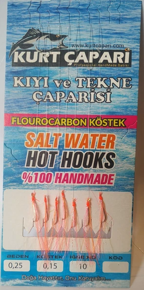 Kurt Çapari 10 Numara 7 İğneli UV Turuncu Simli 0.25 Beden 0.15 Kısa Köstek ürün görseli 1