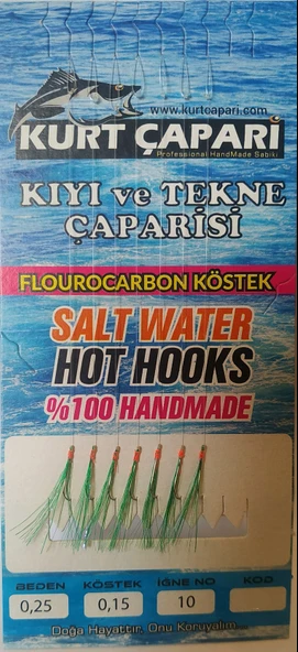 Kurt Çapari 10 Numara 7 İğneli Koyu Yeşil Simli 0.25 Beden 0.15 Kısa Köstek ürün görseli 1