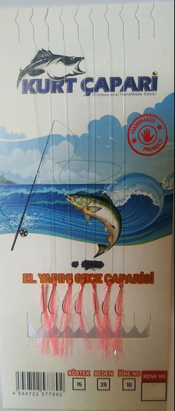 Kurt Çapari 10 Numara 7 İğneli UV Pembe Simli 0.25 Beden 0.15 Kısa Köstek