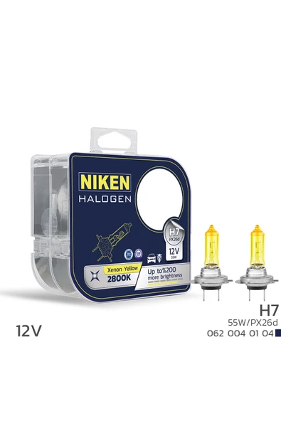 Niken Yellow 12V 55W H7 Halojen Sarı Işık Ampul 2800K 1550 Lumen