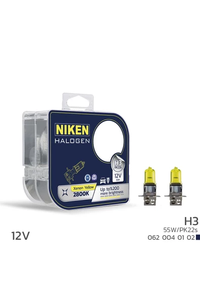 Niken Yellow 12V 55W H3 Halojen Sarı Işık Ampul 2800K 1550 Lumen