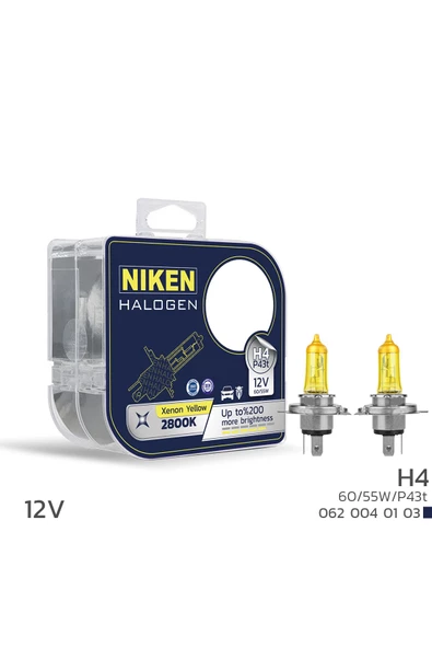 Niken Yellow 12V 55W H4 Halojen Sarı Işık Ampul 2800K 1550 Lumen