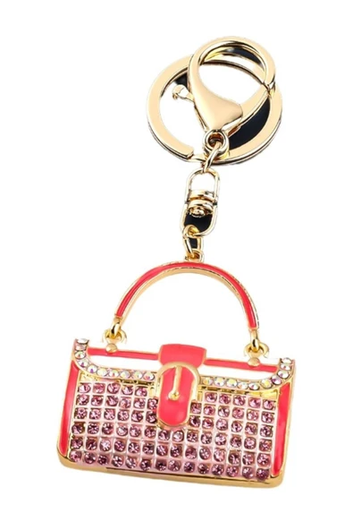 Kristal Taşlı Çanta Anahtarlık Pembe No.2 - Resim 7