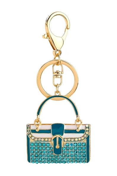 Kristal Taşlı Çanta Anahtarlık Mavi No.2 - Resim 7