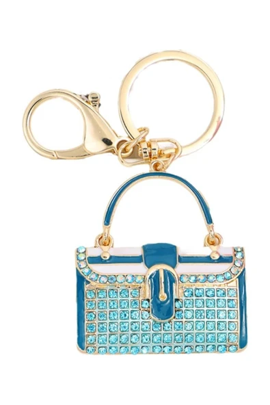 Kristal Taşlı Çanta Anahtarlık Mavi No.2 - Resim 6