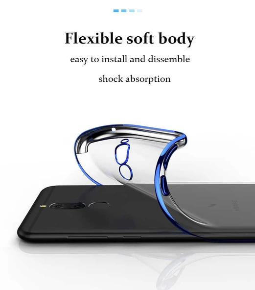 Huawei Mate 10 Lite Kılıf Dört Köşeli Lazer Silikon Kılıf - Resim 8