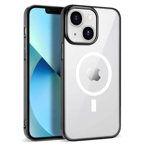 iPhone 14 Plus Kılıf Wireless Şarj Özellikli Pixel Magsafe Kapak - Resim 6