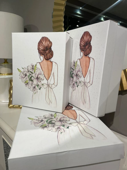 Kolix 3lü Gelin Kutu Söz Nişan Bohça - 3