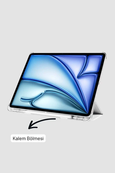 iPad Air 11 inç 2024 6. Nesil M2 Çip Uyumlu Kalem Bölmeli Akıllı Smart Tablet Kılıfı - Resim 10