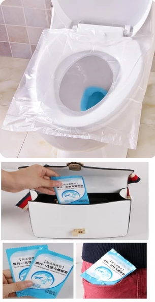 Periboia 50 Adet Biyobozulur Klozet Kapağı Poşeti Seyahat Tipi Taşınabilir Klozet Kılıfı - 2