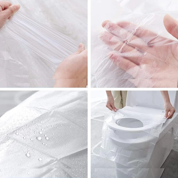 Periboia 50 Adet Biyobozulur Klozet Kapağı Poşeti Seyahat Tipi Taşınabilir Klozet Kılıfı - 3