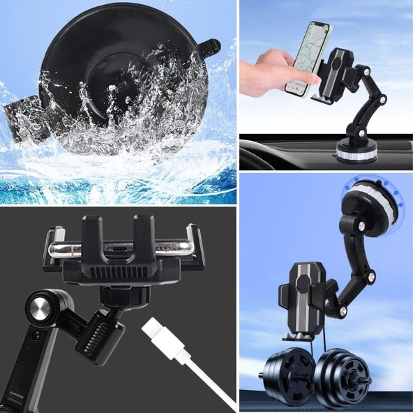 Periboia Vantuzlu Cama Takılabilen Güçlü 360 Derece Dönebilen Ayarlanabilir Araç Içi Telefon Tutucu - 2