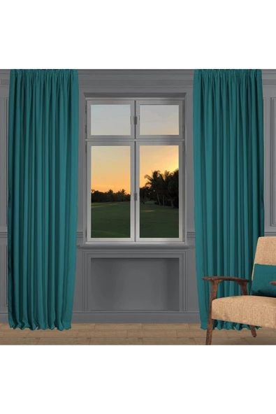 Petrol Ada Fon Perde Normal Pile 1'E 2,5 PİLE - Resim 2