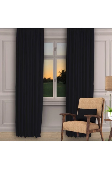 Siyah Ada Fon Perde Normal Pile 1'E 2,5 PİLE - Resim 2