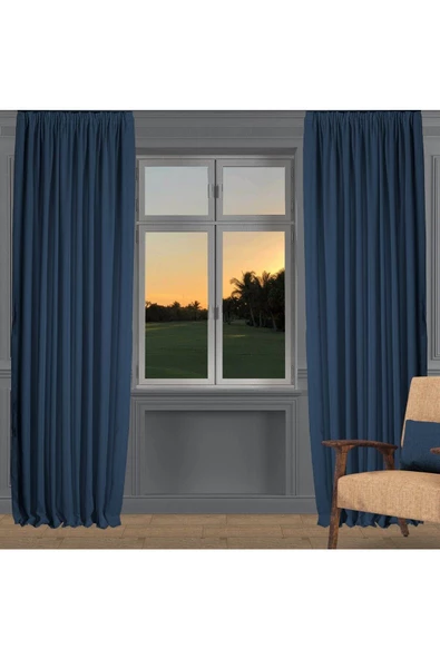 Açık İndigo Ada Fon Perde Sık Pile 1'E 3 PİLE - Resim 5