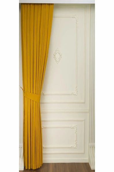 Koyu Sarı Ada Fon Perde Sık Pile 1'E 3 PİLE - Resim 4