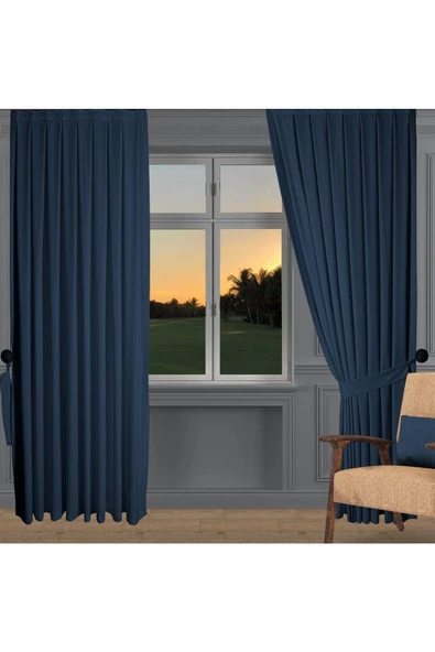 Açık İndigo Ada Fon Perde Sık Pile 1'E 3 PİLE - Resim 4
