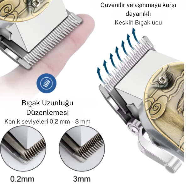Waer ful çelik tasarım kancalı dijital göstergeli ayarlanabilir çelik bıçaklara sahip tıraş makinesi - 6