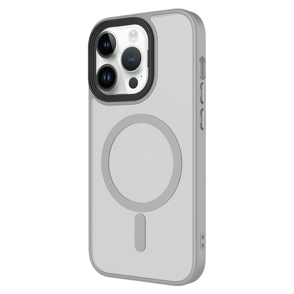 iPhone 14 Pro Kılıf Mat Arka Yüzey Wireless Şarj Özellikli Flet Magsafe Kapak - Resim 5