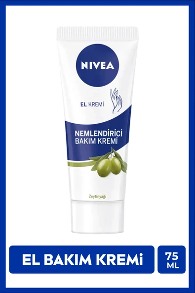 NIVEA Zeytinyağlı Nemlendirici El Bakım Kremi 75ml, 24 Saat Nem, Yumuşak Cilt Hissi