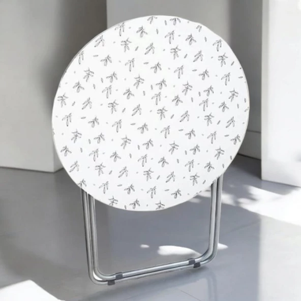 Dijital Baskı Yuvarlak Ahşap Katlanır Masa 60 cm