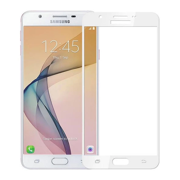 Galaxy J7 Prime Ekran Koruyucu Ekranı Tam Kaplayan Düz Cam Ekran Koruyucu