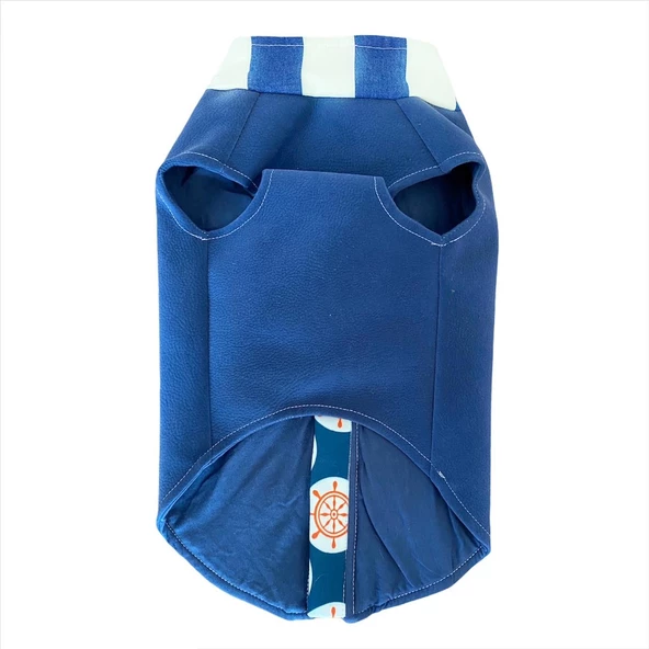 Mavi Chamois Kaban Mont, Köpekler için Güderi Görünümlü Ceket - 4