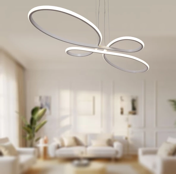 TT Aydınlatma TT041-BY  Trend Modeli Mat Beyaz Led Avize - Resim 2