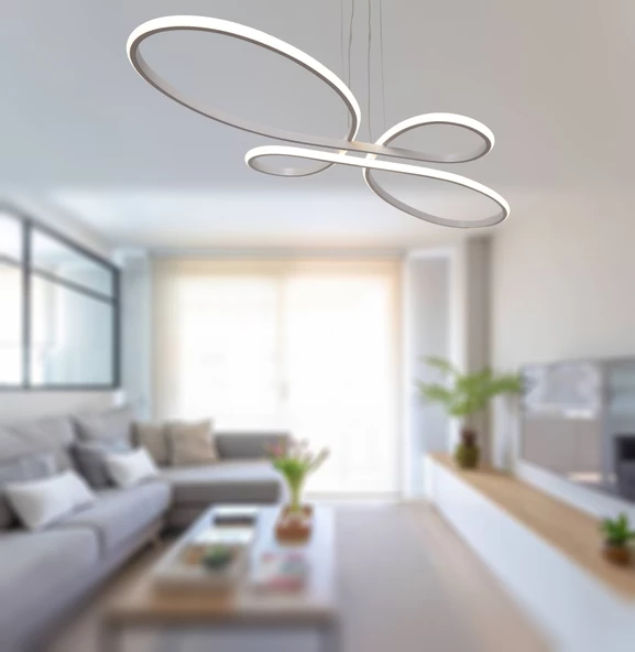 TT Aydınlatma TT041-BY  Trend Modeli Mat Beyaz Led Avize - Resim 3