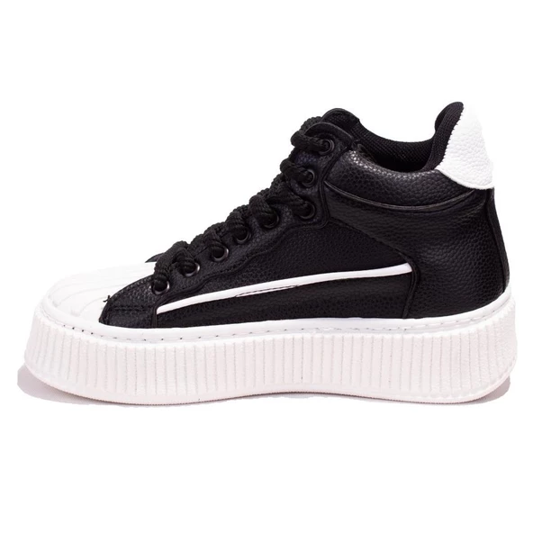 Dagoster DZS07-8897500 Siyah Beyaz  Ortopedik Günlük Kadın Spor Ayakkabı - Resim 3