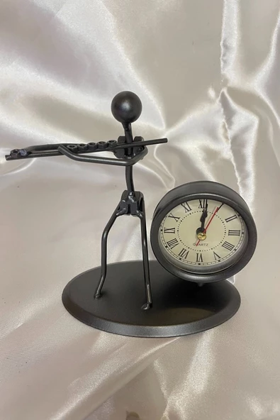 Müzisyen Metal Saat El Yapımı Büro Masa Saat Biblo Fülüt Ney - Resim 3