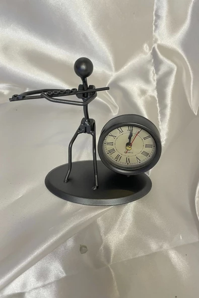 Müzisyen Metal Saat El Yapımı Büro Masa Saat Biblo Fülüt Ney - Resim 2