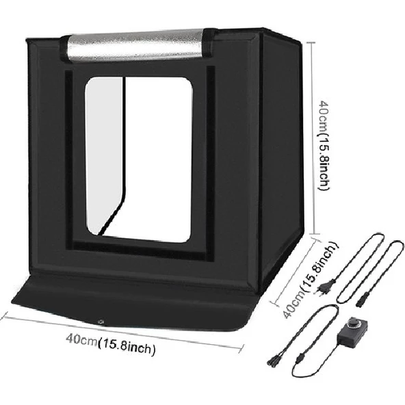 PULUZ Profesyonel LED Işıklı Ürün Fotoğraf Çekim Çadırı (40x40cm) - 6