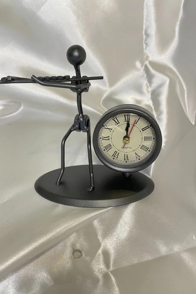 Müzisyen Metal Saat El Yapımı Büro Masa Saat Biblo Fülüt Ney - Resim 4