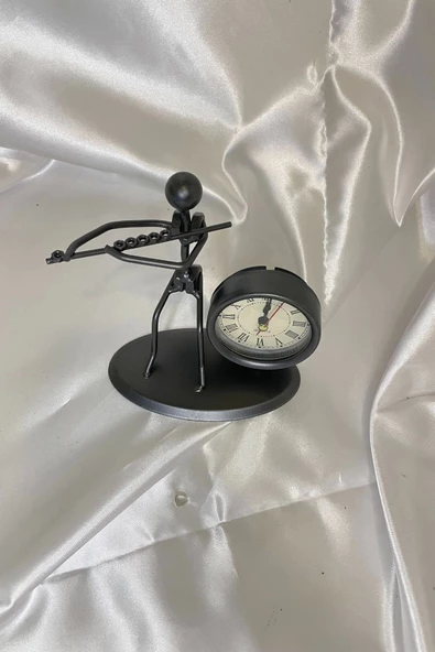 Müzisyen Metal Saat El Yapımı Büro Masa Saat Biblo Fülüt Ney - Resim 6