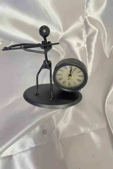 Müzisyen Metal Saat El Yapımı Büro Masa Saat Biblo Fülüt Ney - Resim 5