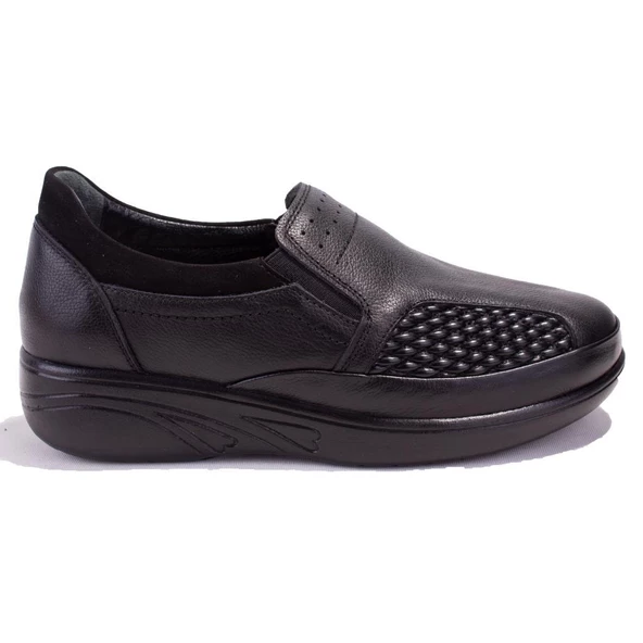 Dagoster DZA07-122042631 Siyah Ortopedik Günlük  Deri Kadın Ayakkabı - Resim 2