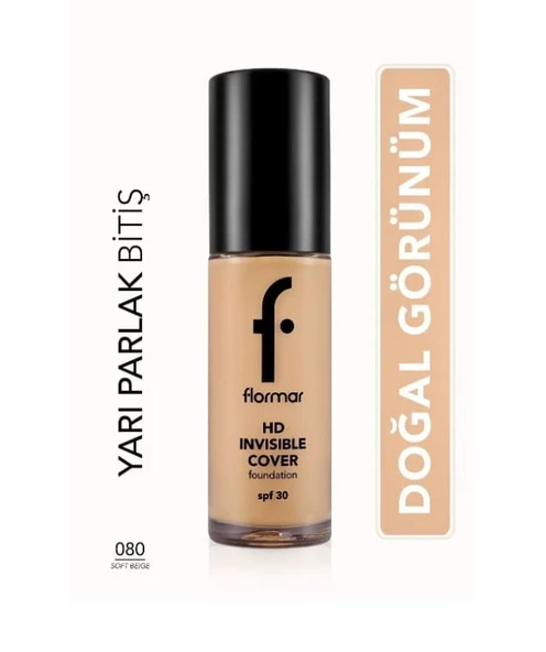 Flormar Invisible Cover HD Foundation 080 Soft Beige