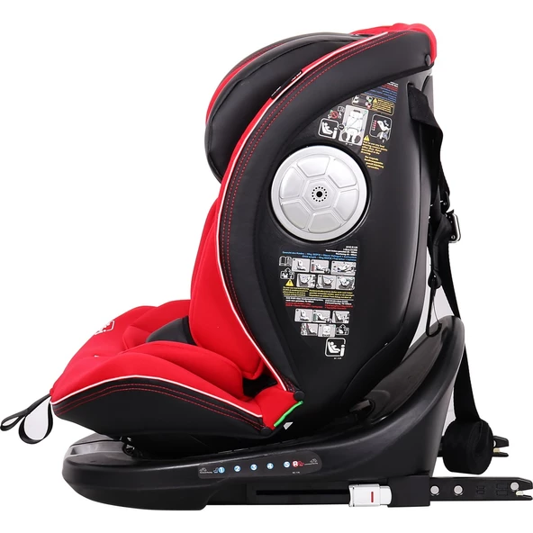 Ultimate 360 ° Dönebilir Yatabilir 0-36 Kg Deri Oto Koltuğu ISOFIX/SIP/LATCH Kırmızı - 4