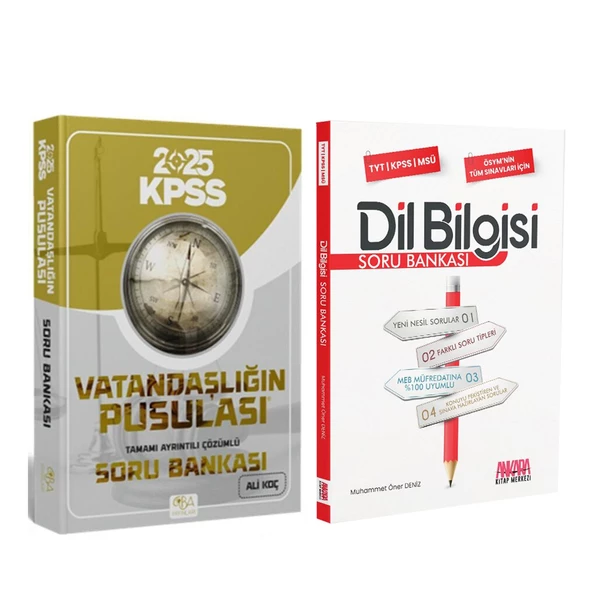CBA Akademi 2025 KPSS Vatandaşlığın Pusulası ve AKM Dil Bilgisi Soru Bankası Seti 2 Kitap