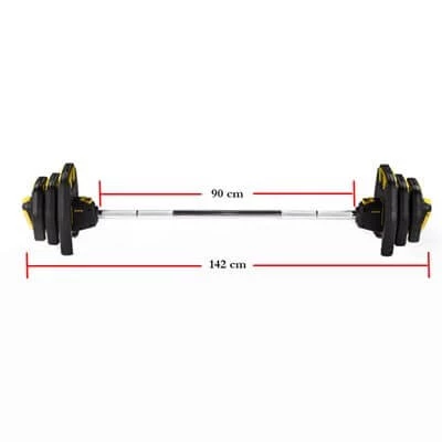 Avec Profesyonel Halter Seti ve Ağırlık Barı 20 Kg Sarı - 2