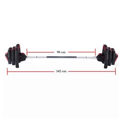 Avec Profesyonel Halter Seti ve Ağırlık Barı 20 Kg Kırmızı - 2